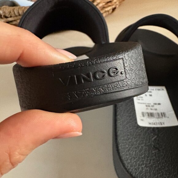 Vince Watley Eva Woven Slide Sandals Black 39 Size 9 Rubber Slides Woven - Picture 6 of 6